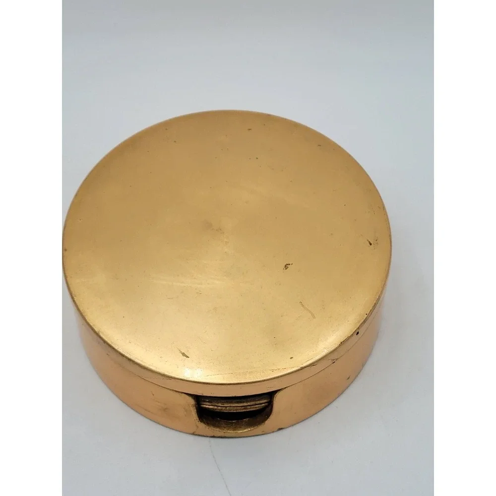 Vintage Gold & Black Lacquerware 5 Appetizer Snack‎ Plates In Holder